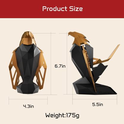 Controller Holder for Xbox/PS/Switch – Celebrity Black & Gold Eagle Stand, Auto-Spreading Wings, Dual Placement, Scratch-Free Curved Tail Design