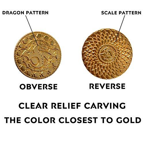 50 DND Fantasy Metal Gold Coins & Leather Pouch for Dungeons & Dragons
