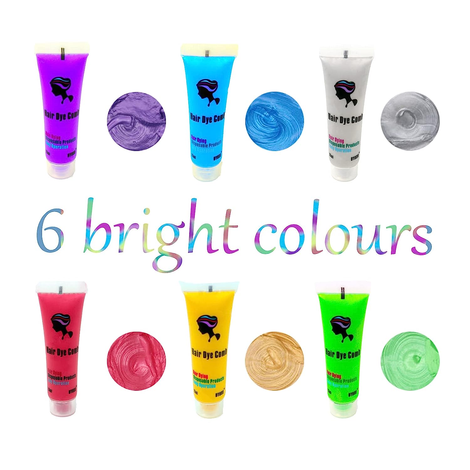 Byhoo 6PCS Temporary Hair Dye for Dark & Light Hair
