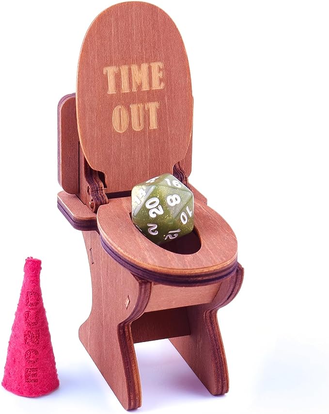 DND Dice Jail, Dice Chair of Shame with Dunce Hat