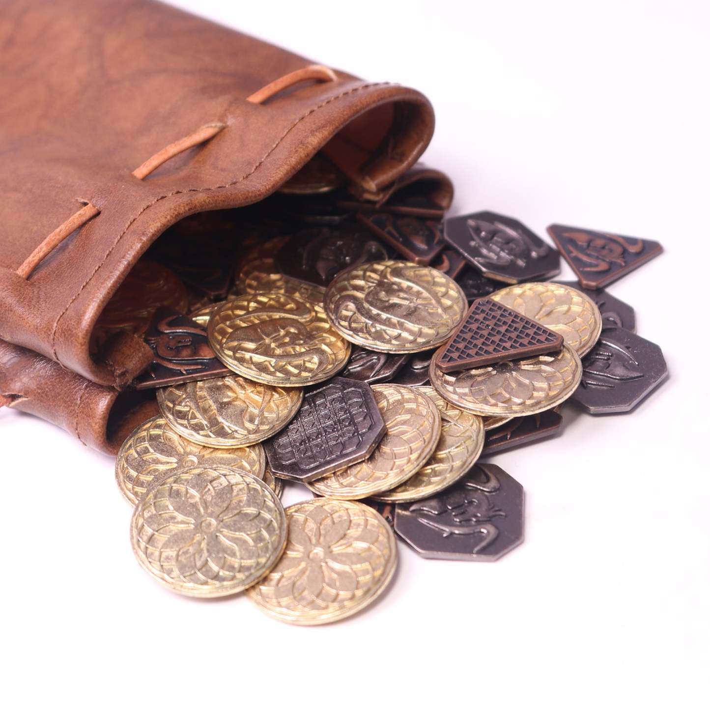 70PCS Metal DND Coins & Leather Bag