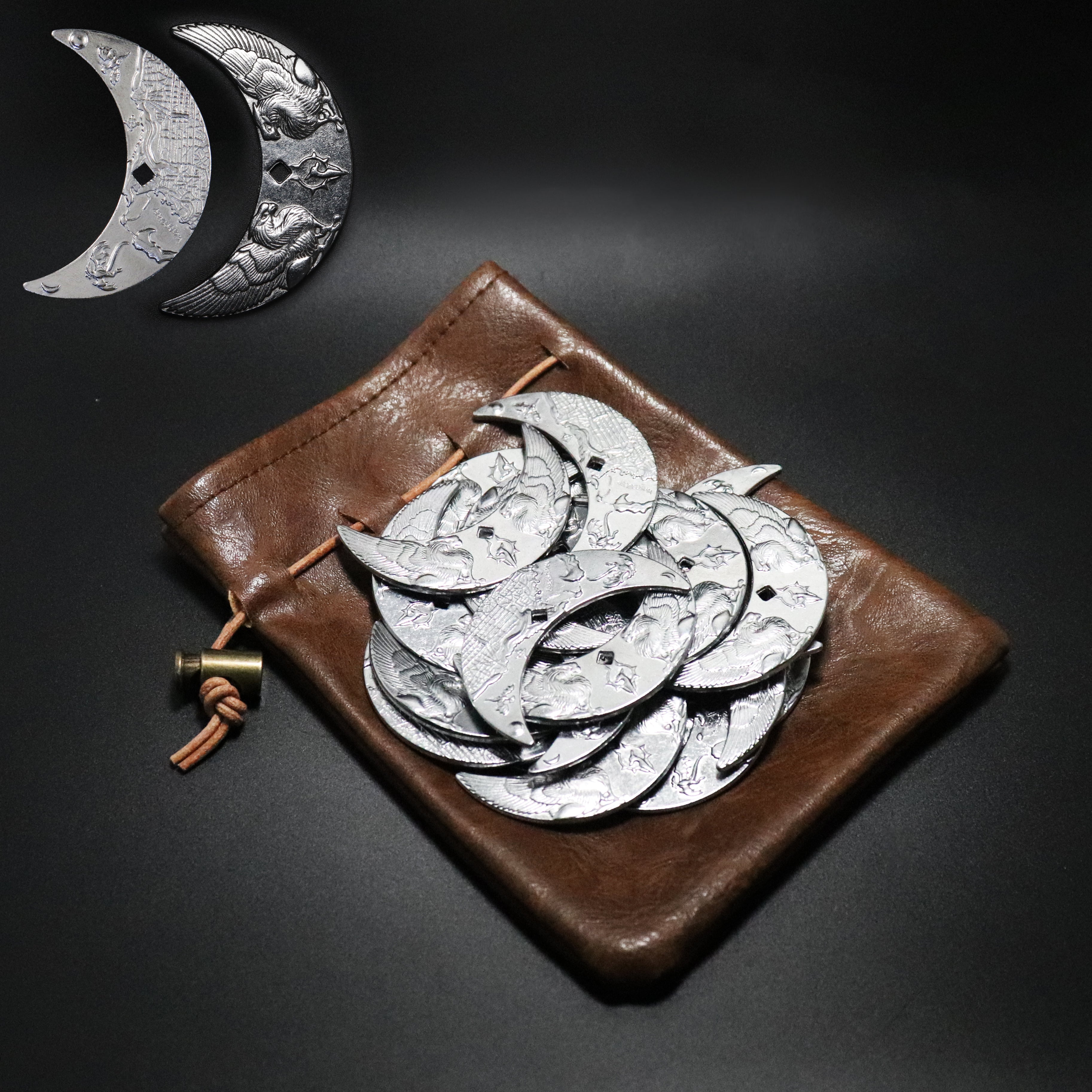 Byhoo 20 Fantasy Coins for DND Board Games Accessories & Leather Pouch 