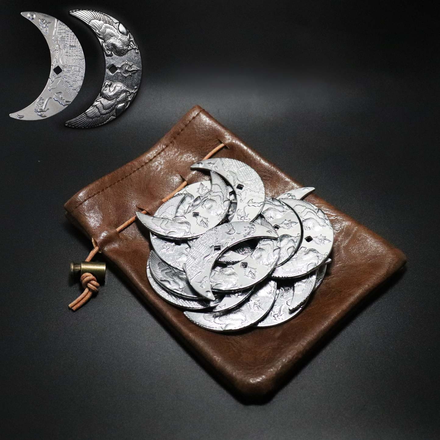 Byhoo 20 Fantasy Coins for DND Board Games Accessories & Leather Pouch