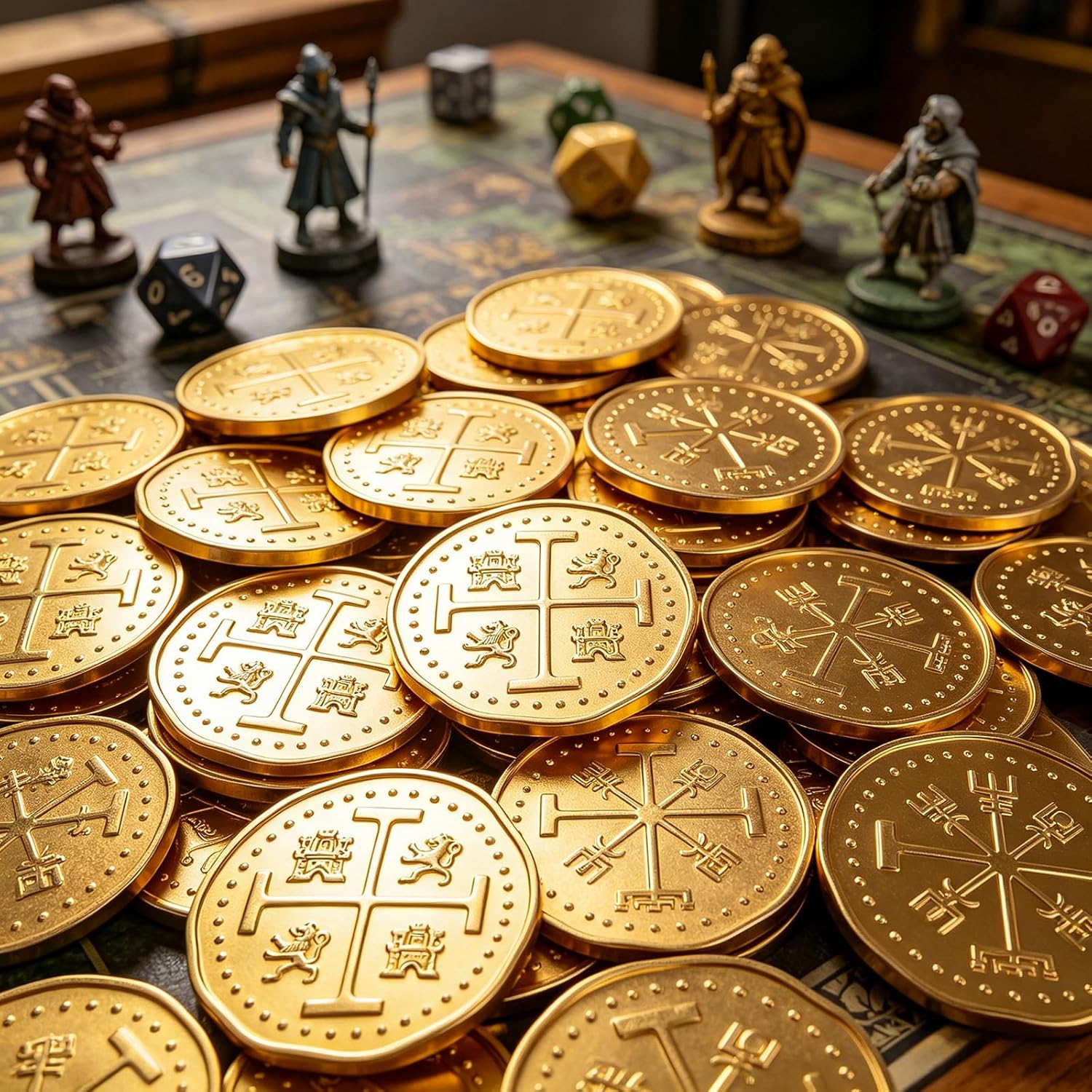 Byhoo Metal Pirate Coins, 30 Gold Treasure Coins Set, Metal Replica Spanish Doubloons, Pirate Treasure Chest Fake Coins Tokens, Realistic Money Imitation for Cosplay Toys Board Games