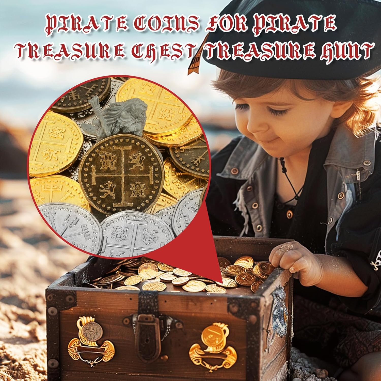 Byhoo Metal Pirate Token Coins Set, Realistic Treasure Spanish Currency Coins for Pirate Treasure Chest Treasure Hunt Cosplay Toy Board Game