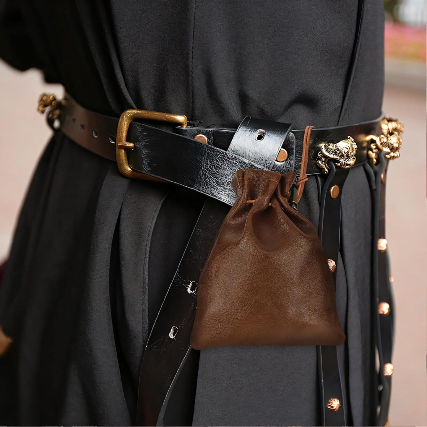 50 PCS DND Fantasy Metal Gold Coins & Leather Pouch for Dungeons & Dragons Novelty Tabletop RPG Board Games Tokens Treasure Coins for Party Tablelap Games Accessories Addons Medieval Game