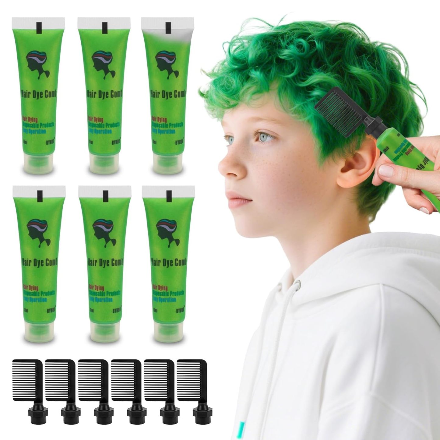 Temporary 6PCS Green Hair Dye for Kids