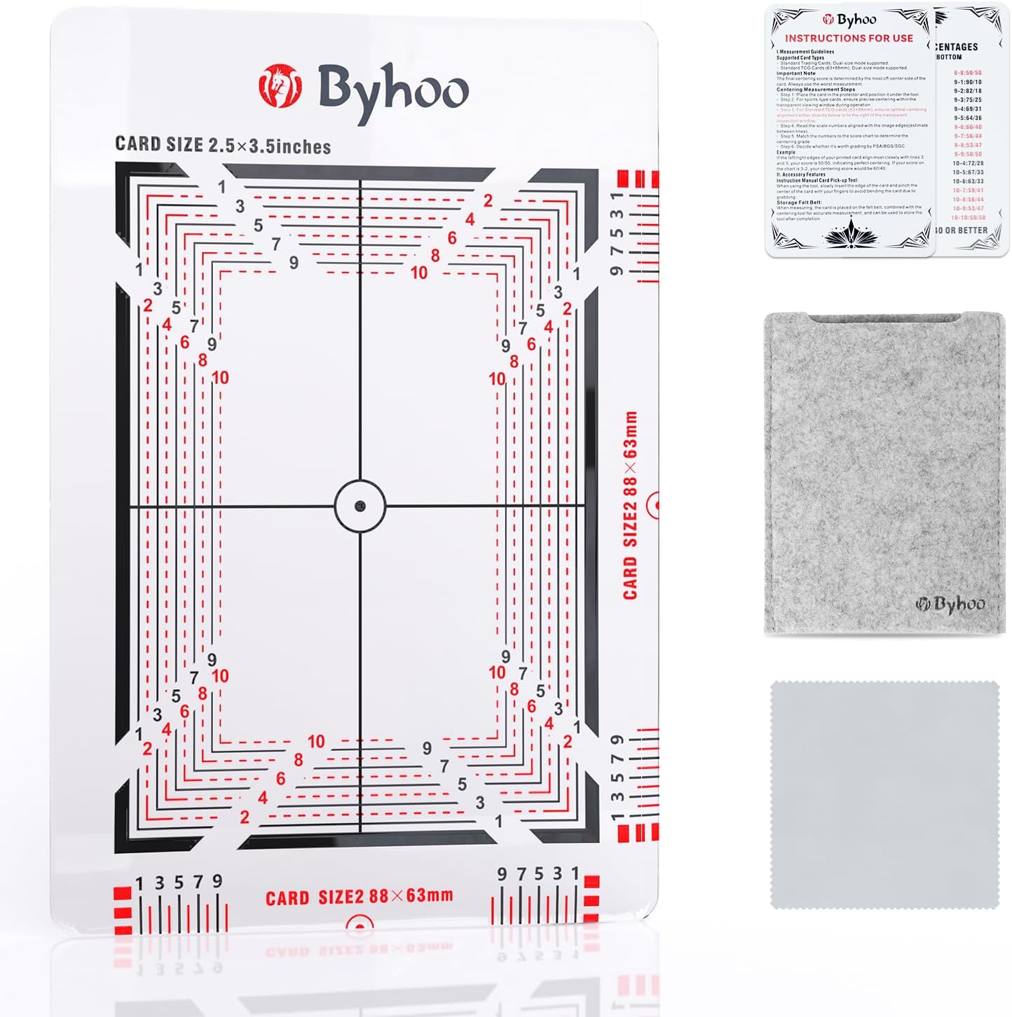 Byhoo Card Grading Kit, Professional Card Centering Tool, Precision Centering System & Magnifying Card Inspection Tool, Anti-Scratch Card Grading Tool Compatible with Pokémon Cards & Sports Cards