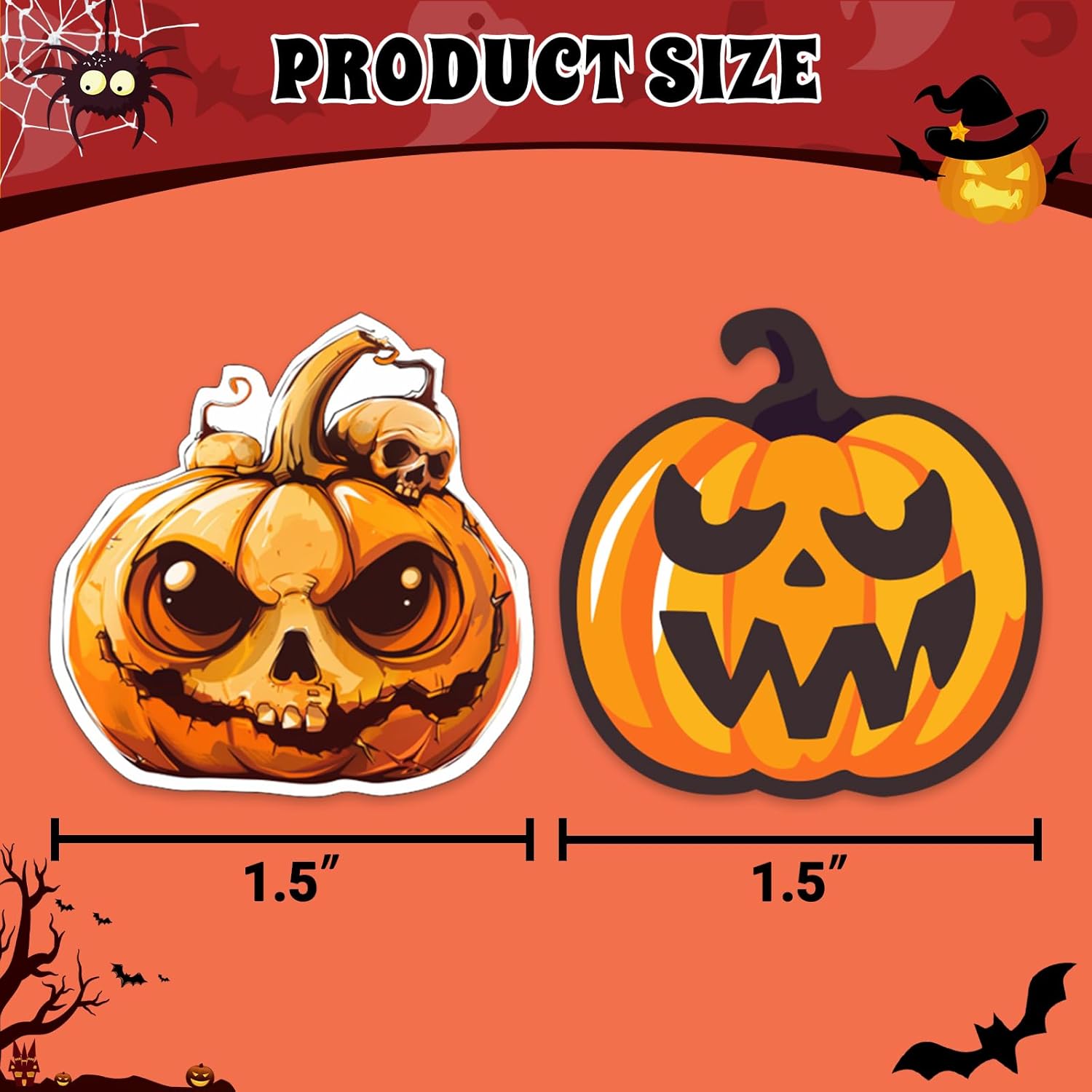 Halloween Stickers for Kids, 1000 Pcs Byhoo Halloween Pumpkin Bat Spider Stickers Roll, 16 Vibrant Colors and Designs, Round Seal Label Stickers, Envelope Seals Paster for Halloween Party Decorations
