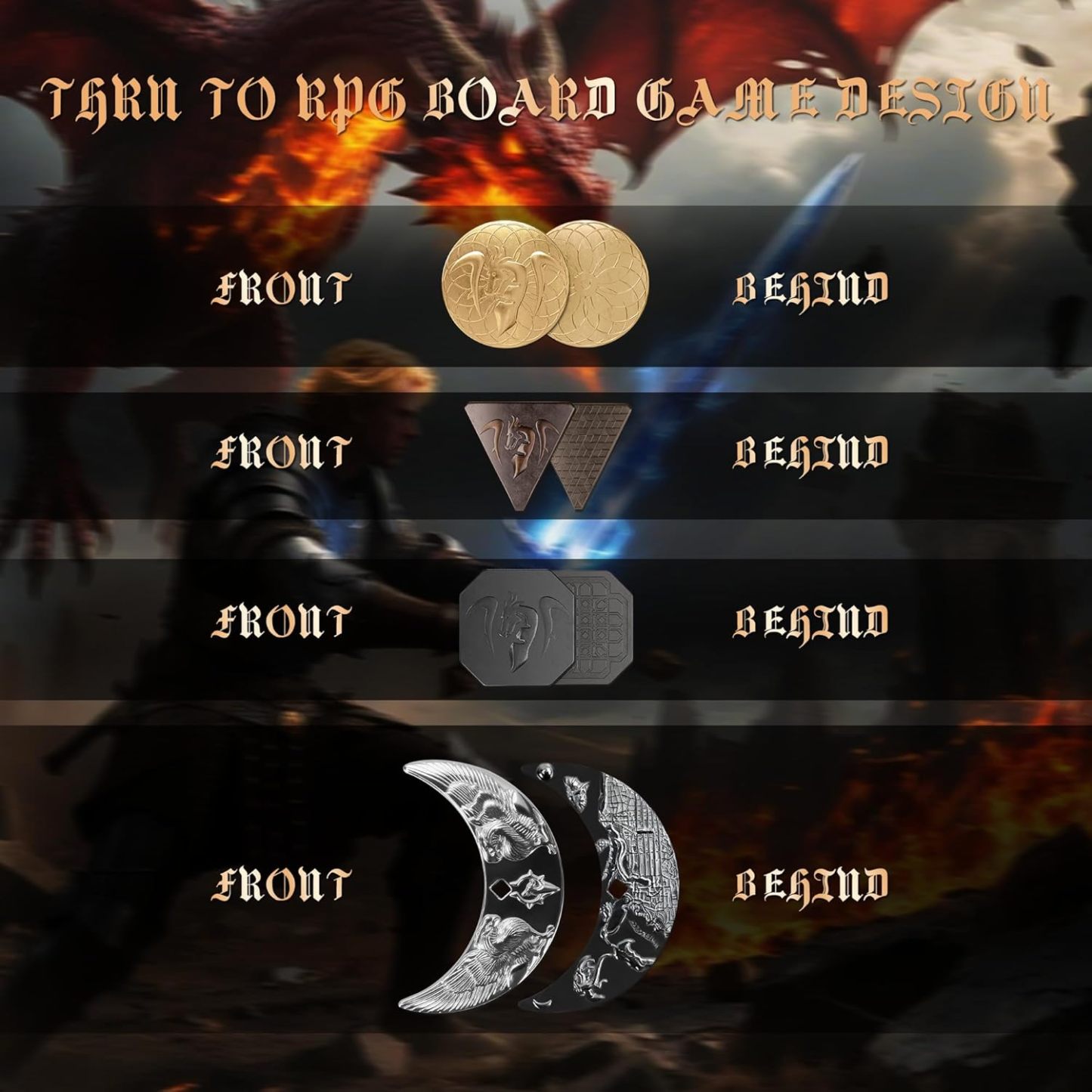 145PCS Metal DND Coins & Leather Bag, Contains 60 Gold Coins, 40 Sliver Coins, 40 Copper Coins and 5 Platinum Coins, Tokens with Glow in The Night Eyes Bag for RPG Tablelap Games