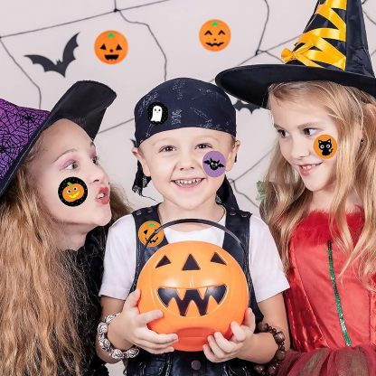 Halloween Stickers for Kids, 1000 Pcs Byhoo Halloween Pumpkin Bat Spider Stickers Roll, 16 Vibrant Colors and Designs, Round Seal Label Stickers, Envelope Seals Paster for Halloween Party Decorations
