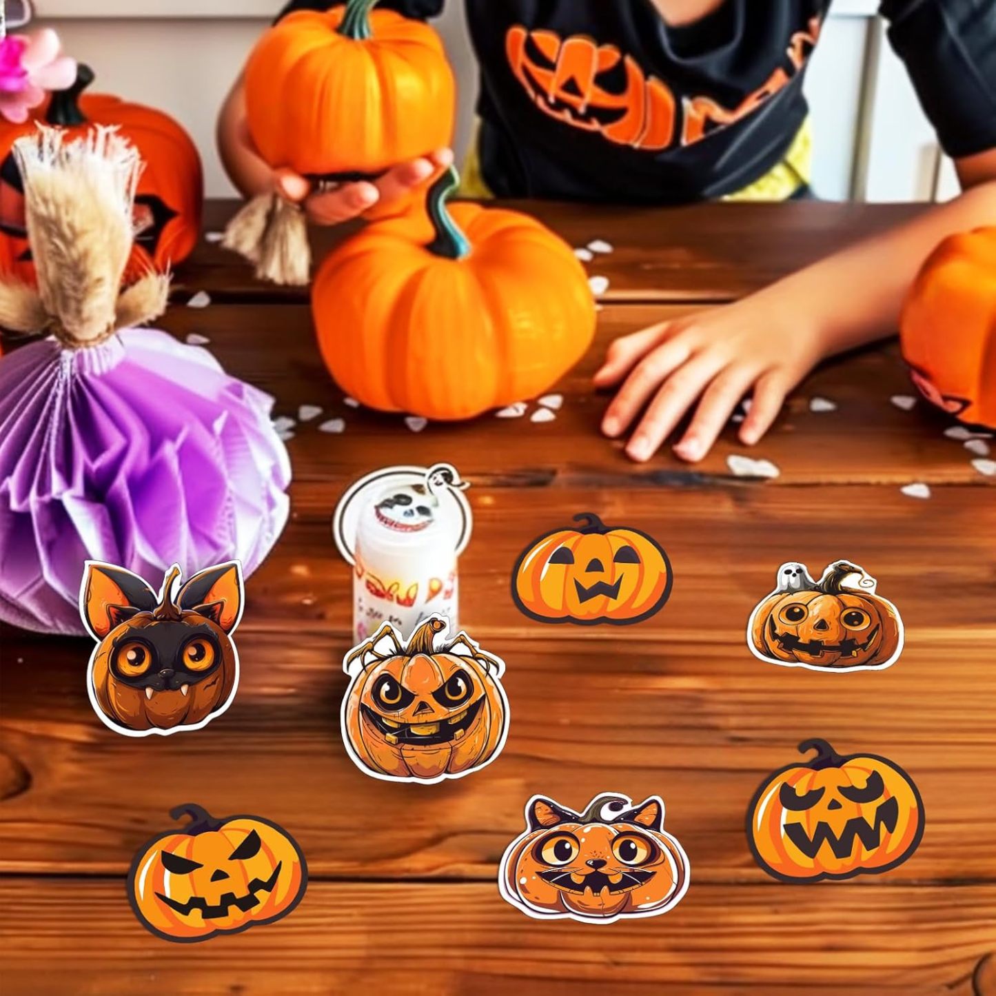 Halloween Stickers for Kids, 1000 Pcs Byhoo Halloween Pumpkin Bat Spider Stickers Roll, 16 Vibrant Colors and Designs, Round Seal Label Stickers, Envelope Seals Paster for Halloween Party Decorations