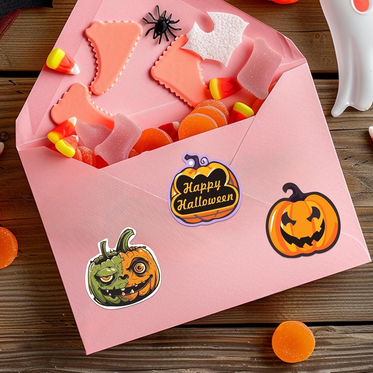 Halloween Stickers for Kids, 1000 Pcs Byhoo Halloween Pumpkin Bat Spider Stickers Roll, 16 Vibrant Colors and Designs, Round Seal Label Stickers, Envelope Seals Paster for Halloween Party Decorations