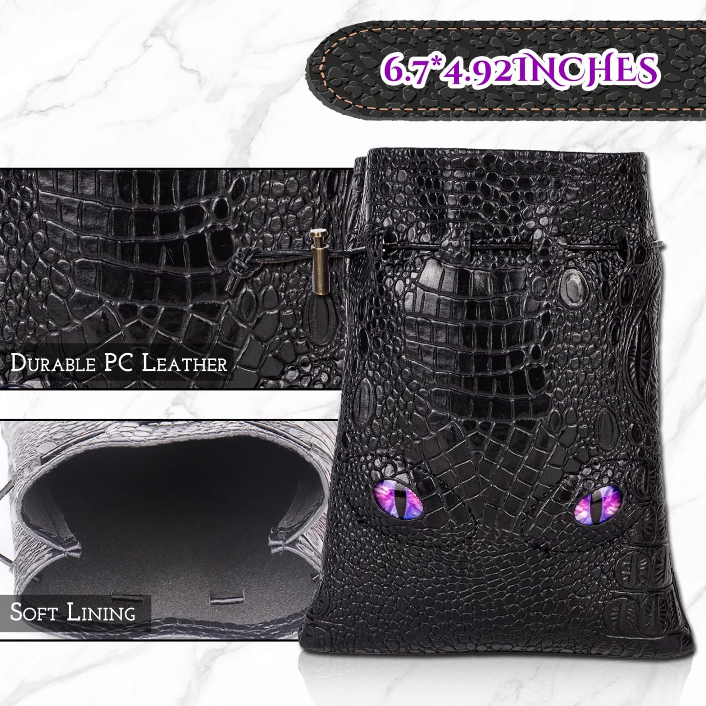 120PCS Metal Coins Gold, Silver and Copper & Dragon Luminous Eyes Leather Bag