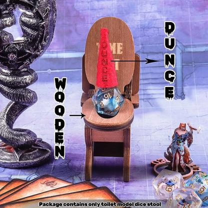 DND Dice Jail, Dice Chair of Shame with Dunce Hat