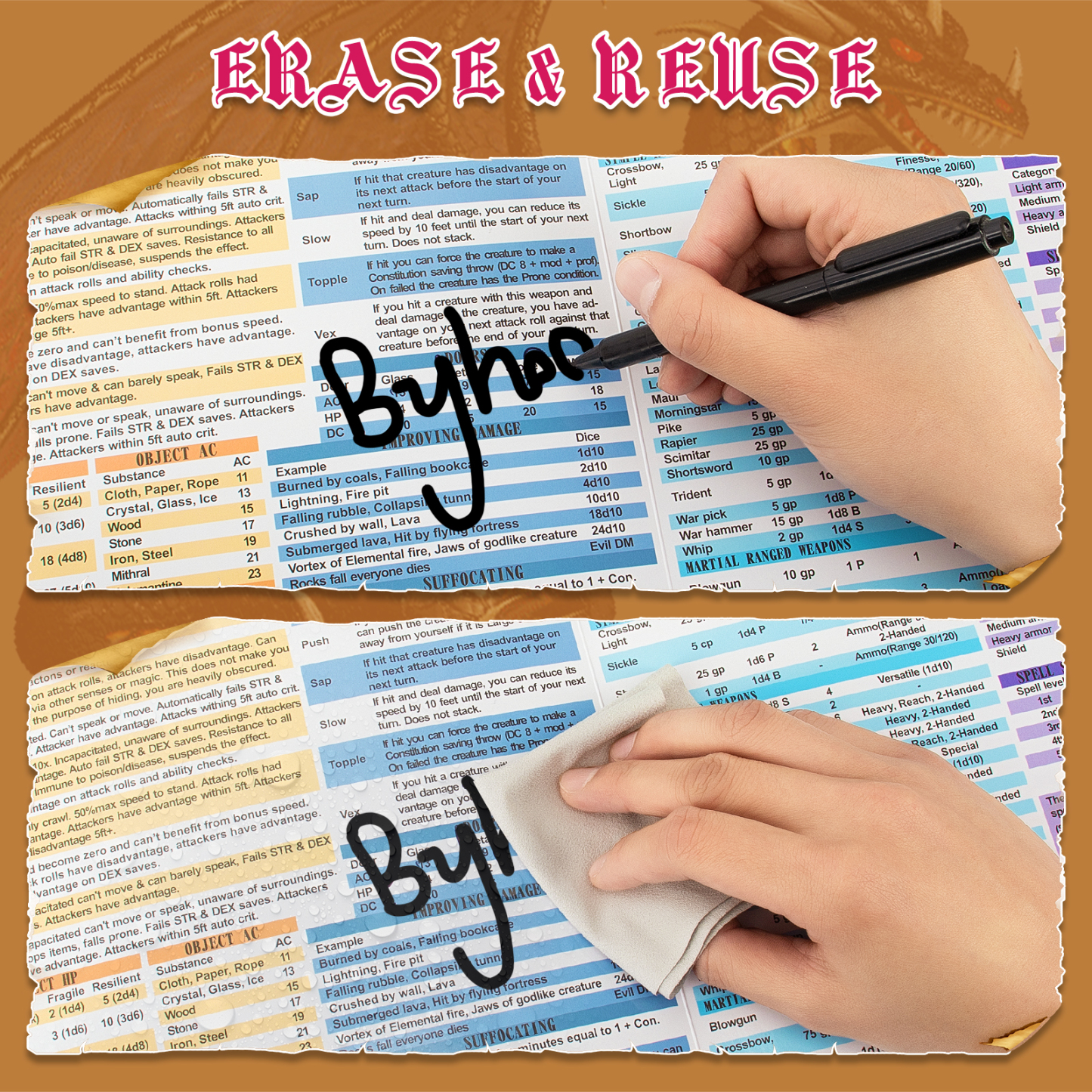 Byhoo 8PCS DM Screen for D&D 5E with 4 Immersive Themes