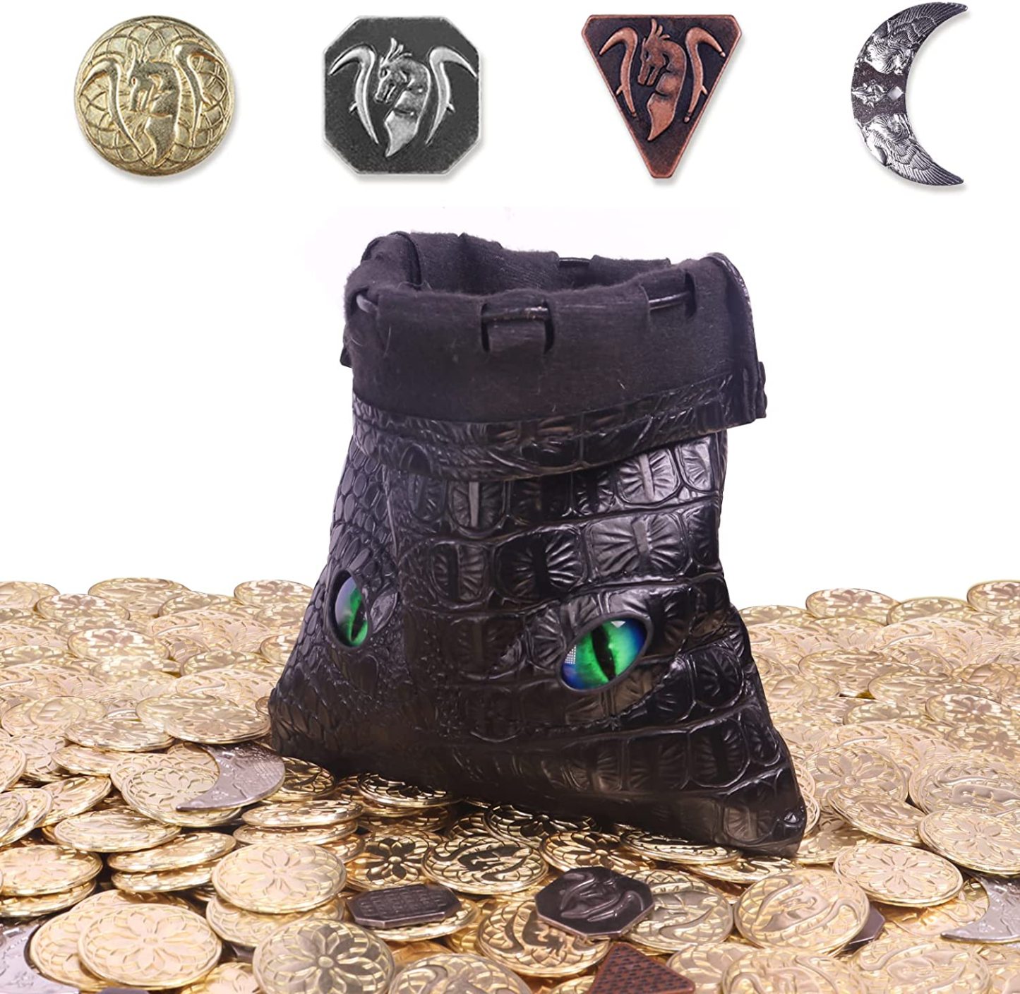 145PCS Metal DND Coins & Leather Bag