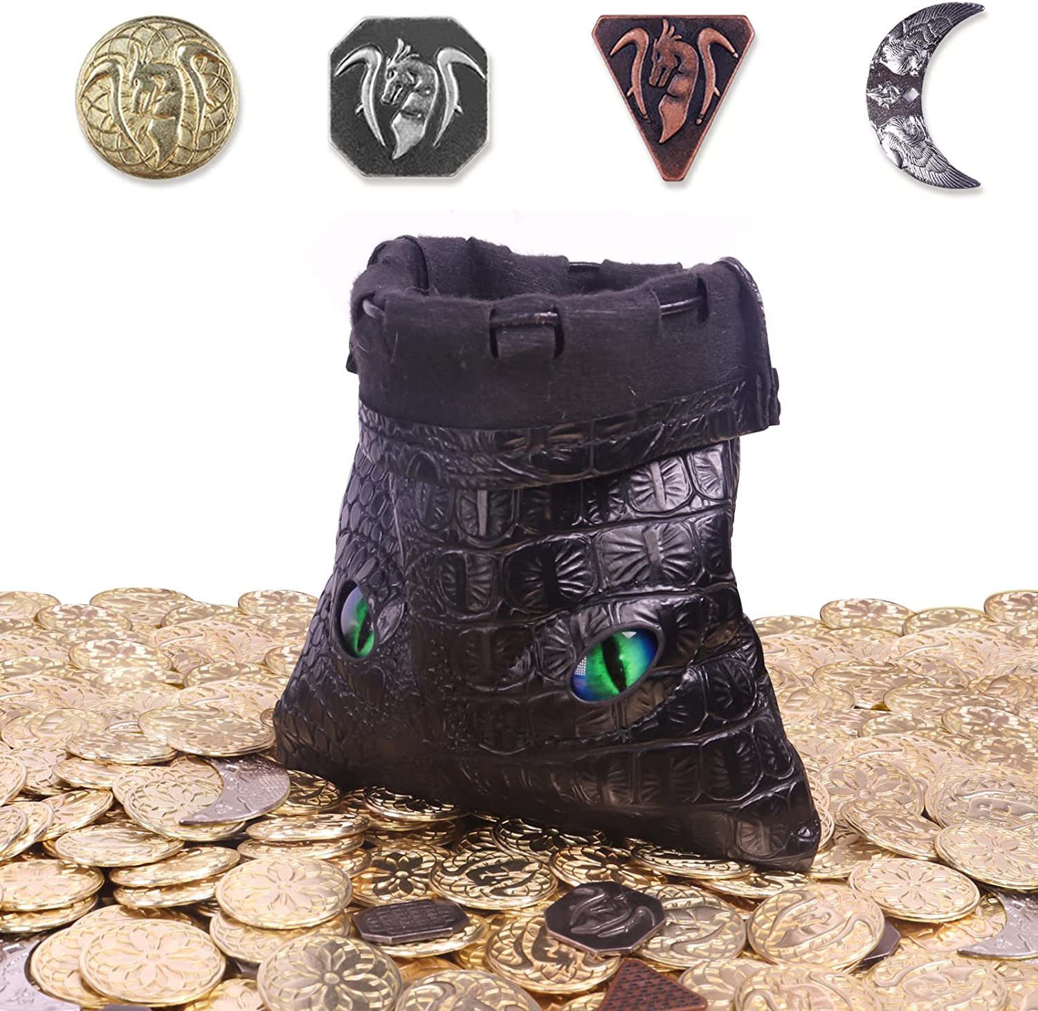 145PCS Metal DND Coins & Leather Bag