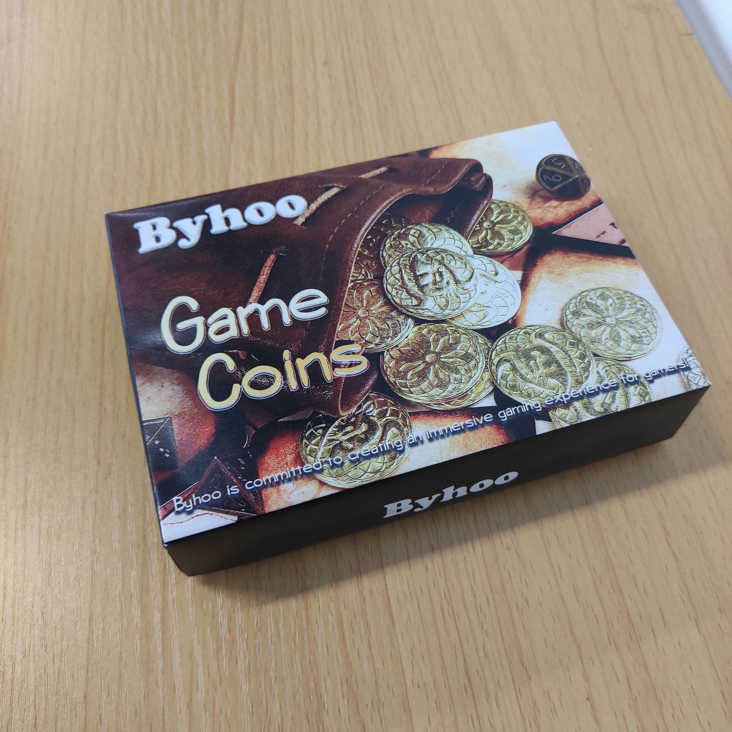 50 PCS Gold Coins & PU Leather Bag, DND Metal Coins