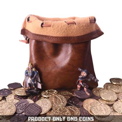 70PCS Metal DND Coins & Leather Bag