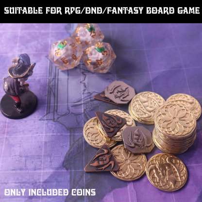 70PCS Metal DND Coins & Leather Bag