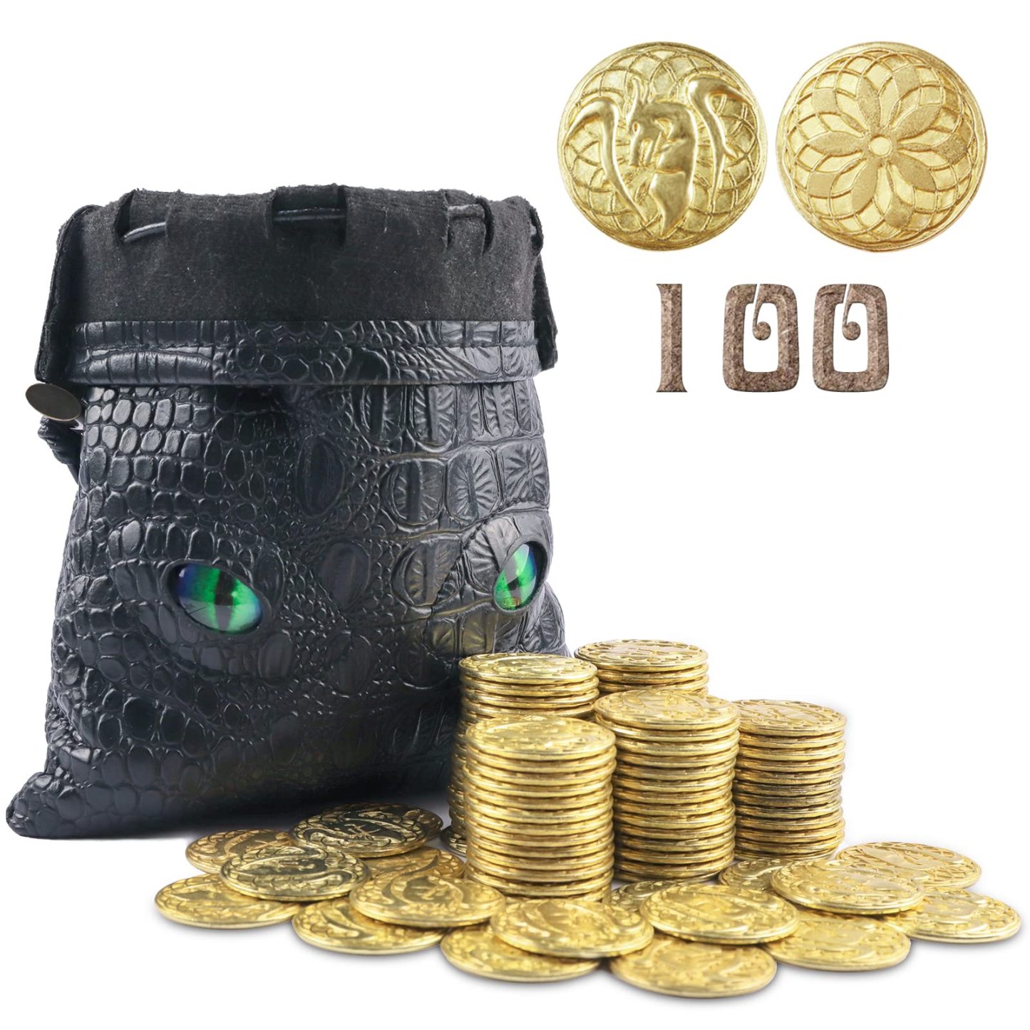 Byhoo 100 Metal Fantasy Coins with PU Fake Leather Pouch