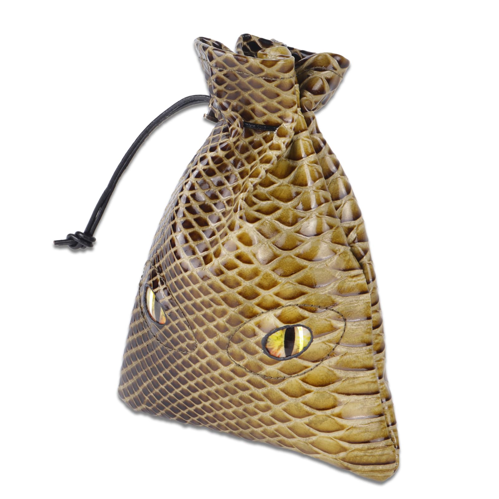 Large Yellow DND Dice Bag, Dragon Leather DND Dice Pouch Storage Bag, Bag of Dice, Coin Bag, Glow Eyes of Dragon, DND Leather Dice Bag for RPG DND Game Accessories DND Gift, Yellow, board game
