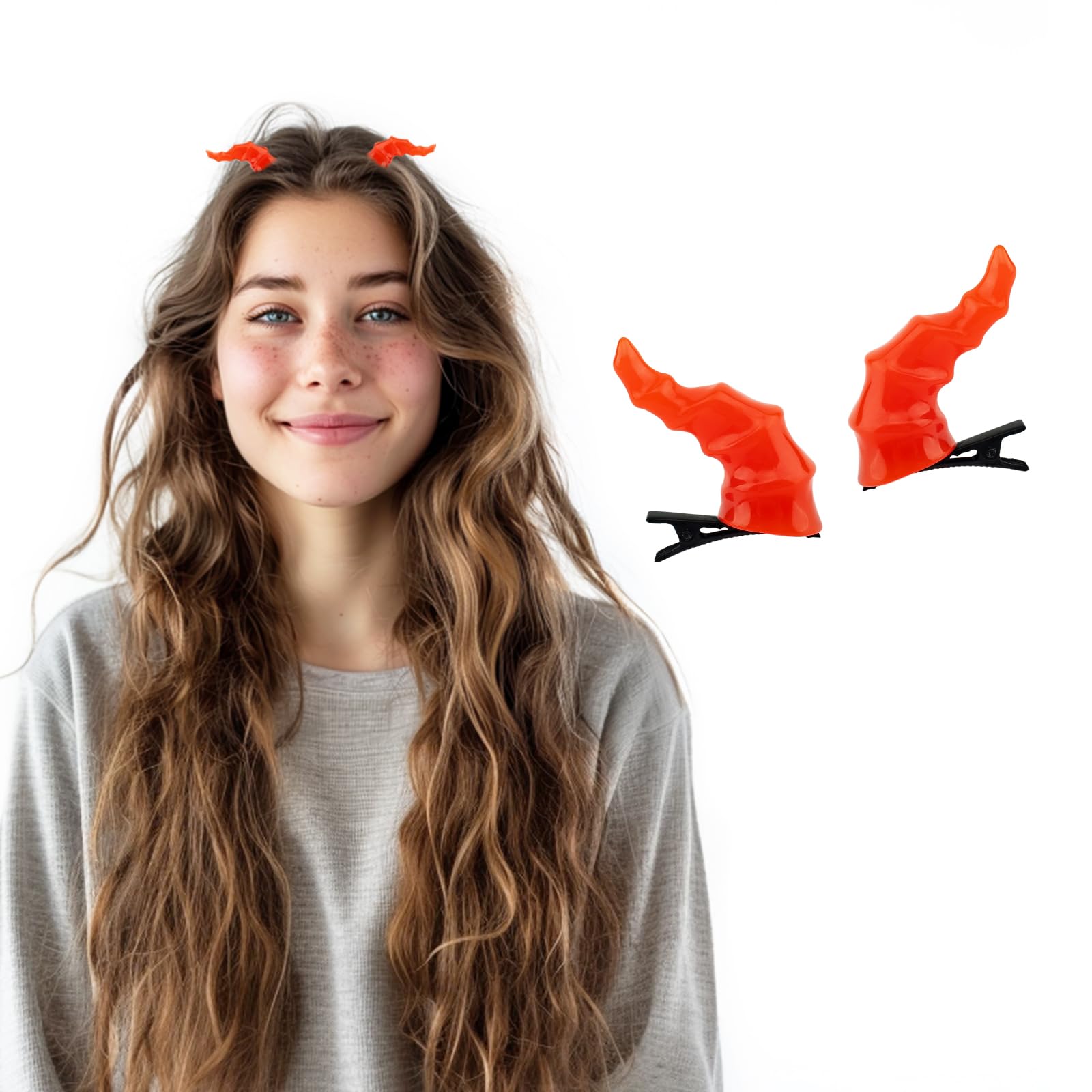 Red Devil Horns Hair Clip for Halloween Cosplay Fancy Decoration, Headwear Accessories Party Dress Up for Women Girls and Kids