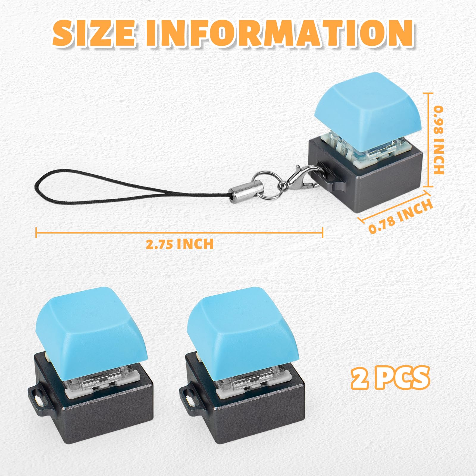 Byhoo 2 PCS Keyboard Fidget Toy, Aluminum Alloy Mechanical Fidget Keyboard with Keychain, Lightweight Keyboard Fidget Clicker for Decompression, Stress Relief Gifts for Adults to Pass The Time