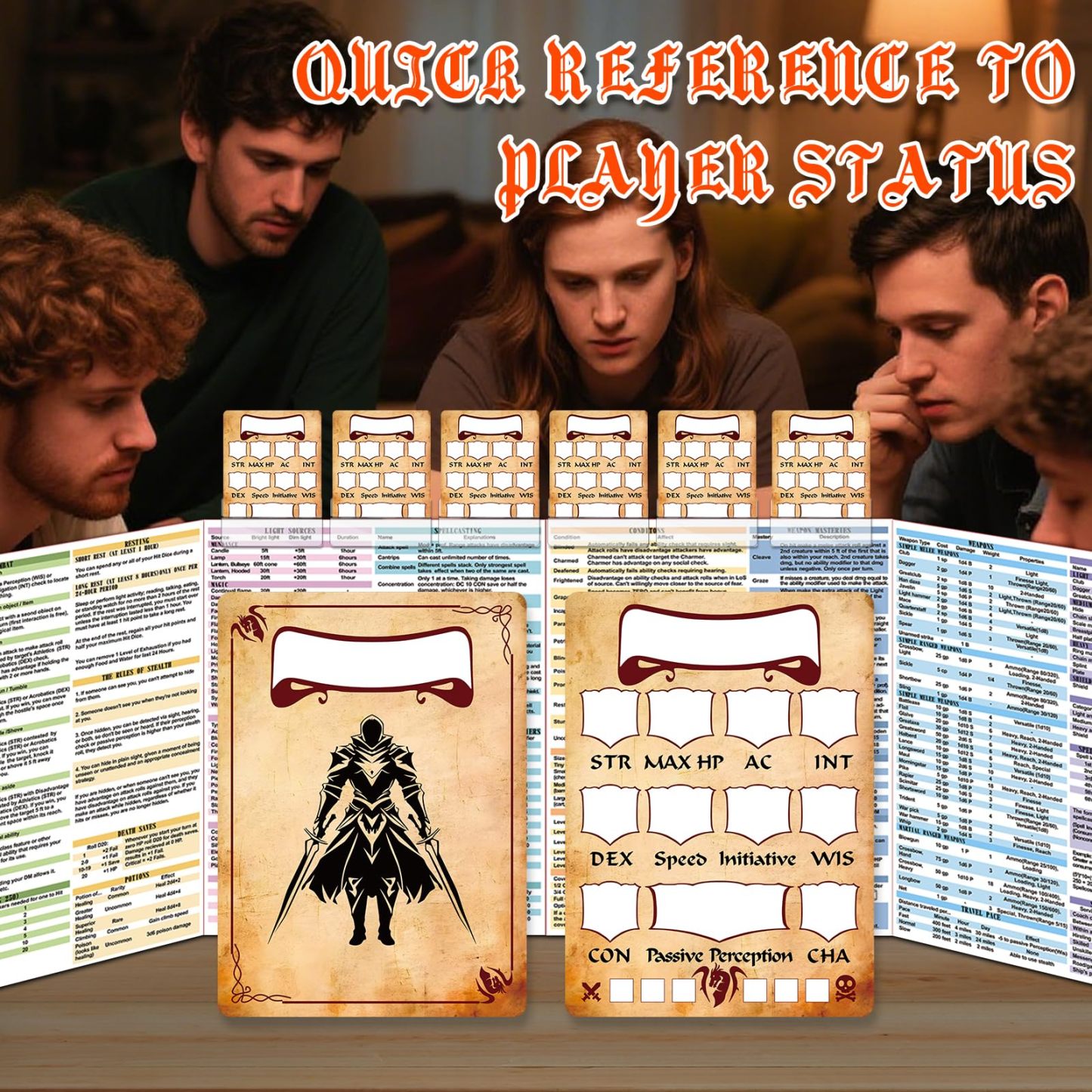 Byhoo DND Initiative&Combat Tracker Set-Waterproof Acrylic DM Screen Top with 25 Insert Cards,Compatible with Dungeons and Dragons 5e/Pathfinder/TTRPGs-DND Essentials Kit for Tabletop RPG Accessories