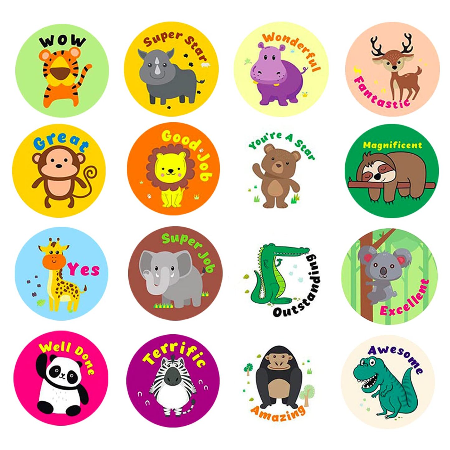 Animal Stickers for Kids, 1000 Pcs Cute Animal Stickers, 16 Pattern Animal Stickers for Toddlers, Assorted Vibrant Colors and Designs, Zoo Animal Stickers for Party Decoration for Kids Children Boys