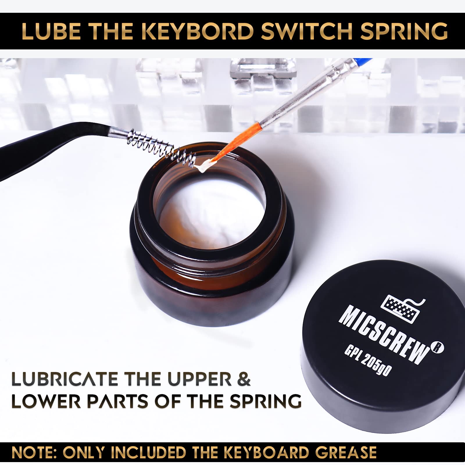 Byhoo 0.35OZ GPL 205G0 Keyboard Lube, Universal Keyboard Grease for Mechanical Keyboards, Switch Lube Kits
