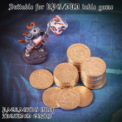 Byhoo 100 Metal Fantasy Coins with PU Leather Pouch, Gold Coins for DND Board Game, Golden Game Tokens Store in The Coins Bag, DND Accessories for from New to Master, Retro Board Game Gifts for DM