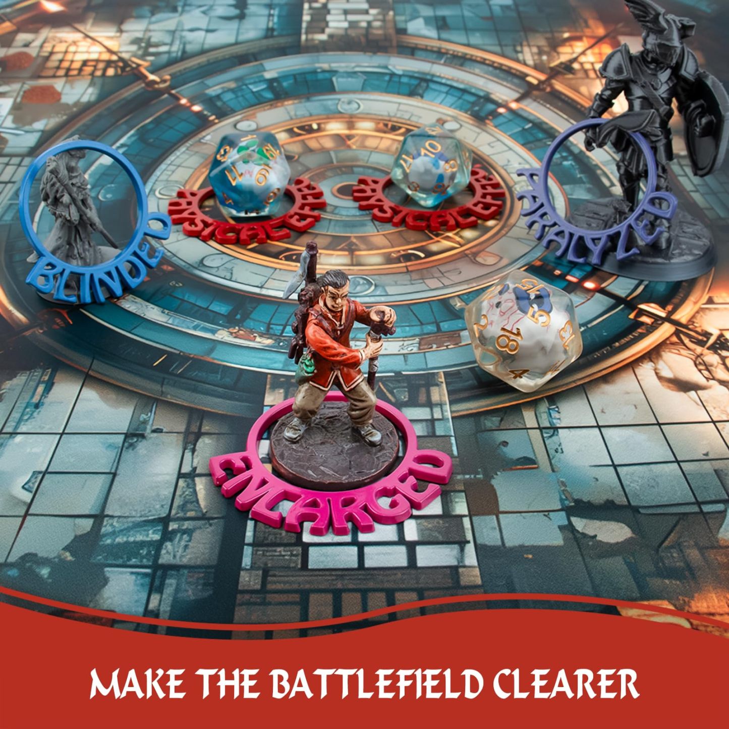 Byhoo Metal DND Condition Rings 112 PCS in 28 Markers, DND Miniatures Status Effect Rings with Storage Box, Excellent Gift for Dungeon and Dragons and TTRPG Fans