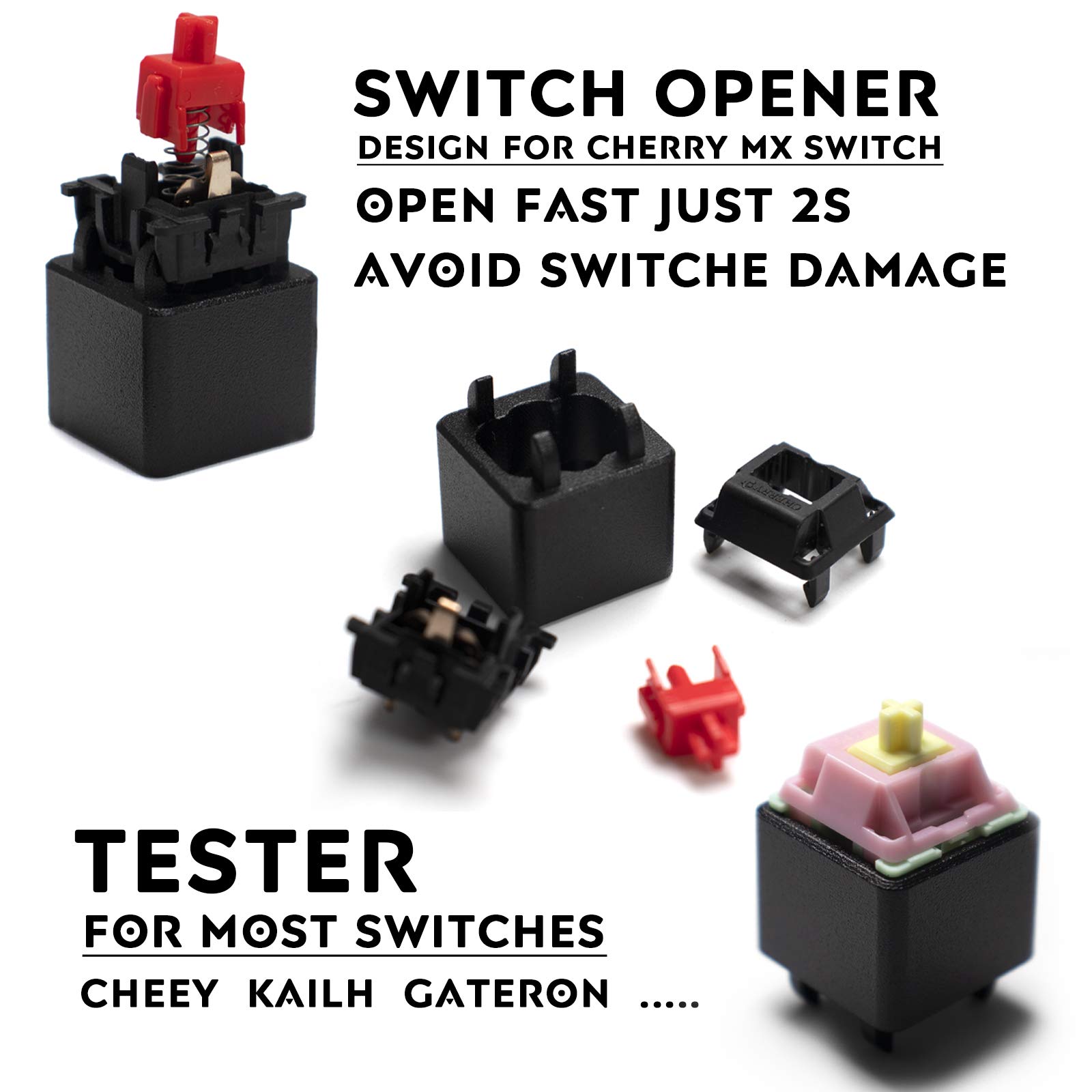 Byhoo Metal Cherry MX Switches Metal Switch Opener Tester Kits for Mechanical Keyboard 3PCS Aluminum Switch Open Tool Suit for Lube Switch Accessories for Gaming Keyboard Gamer