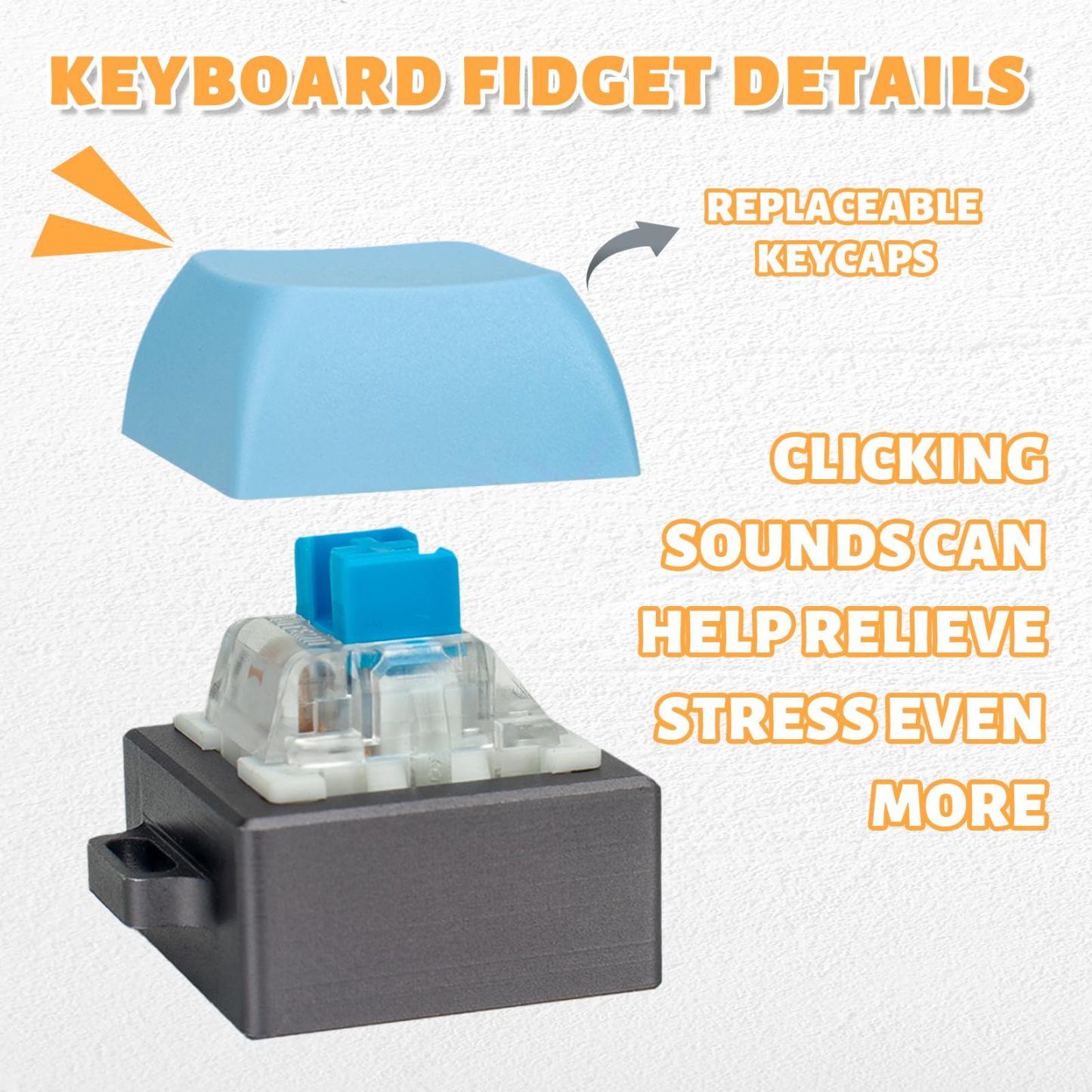 Byhoo 2 PCS Keyboard Fidget Toy, Aluminum Alloy Mechanical Fidget Keyboard with Keychain, Lightweight Keyboard Fidget Clicker for Decompression, Stress Relief Gifts for Adults to Pass The Time