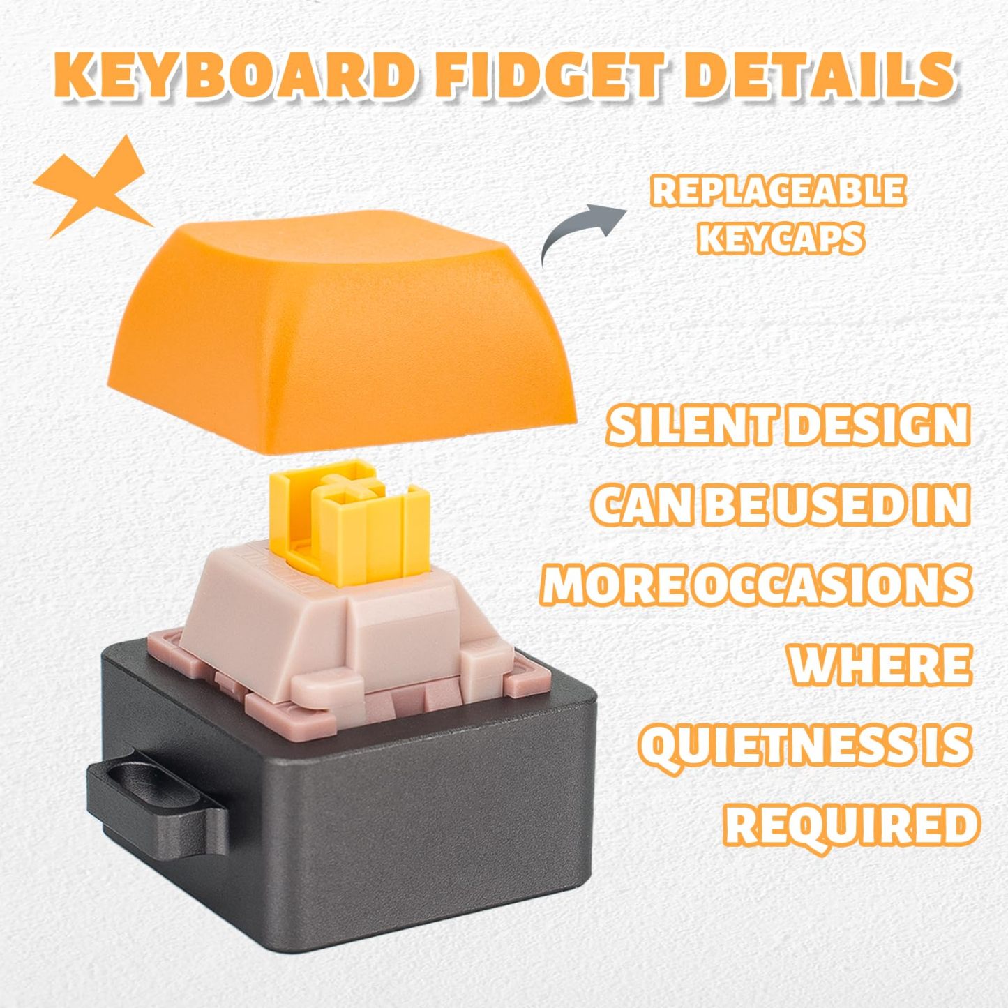 Byhoo 2 PCS Aluminum Alloy Keyboard Fidget, Lightweight Keyboard Clicker Fidget, Silent Mechanical Keycap Fidget Toy for Library & Quietness Place to Relief Stress