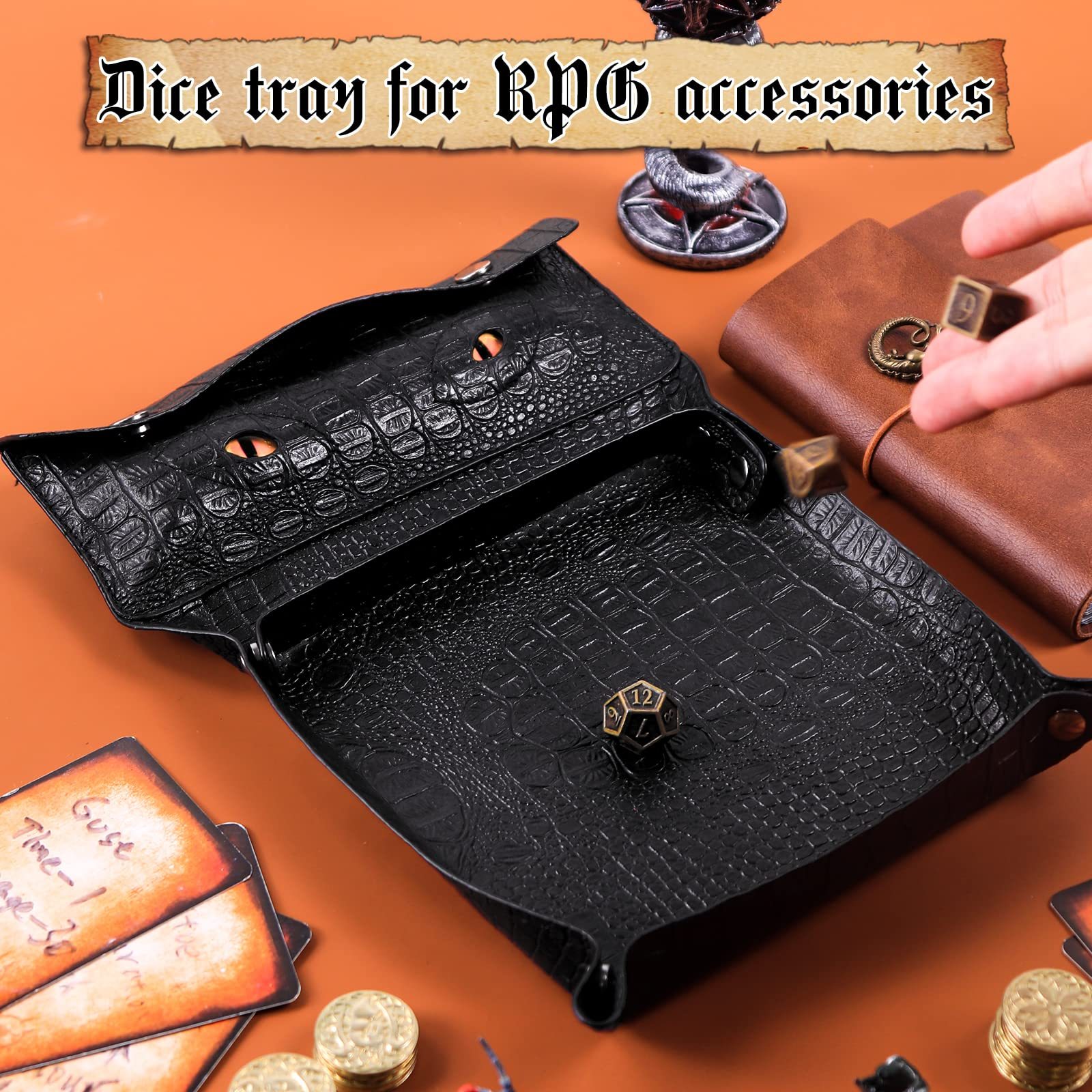 Byhoo DND Dice Tray with Florescent Yellow Eyes Dice Storage Bag