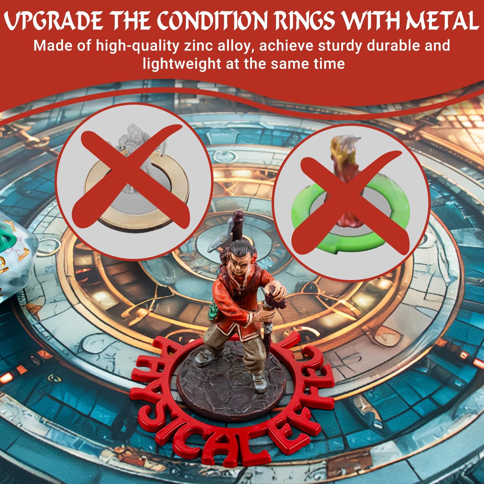 Byhoo Metal DND Condition Rings 112 PCS in 28 Markers, DND Miniatures Status Effect Rings with Storage Box, Excellent Gift for Dungeon and Dragons and TTRPG Fans