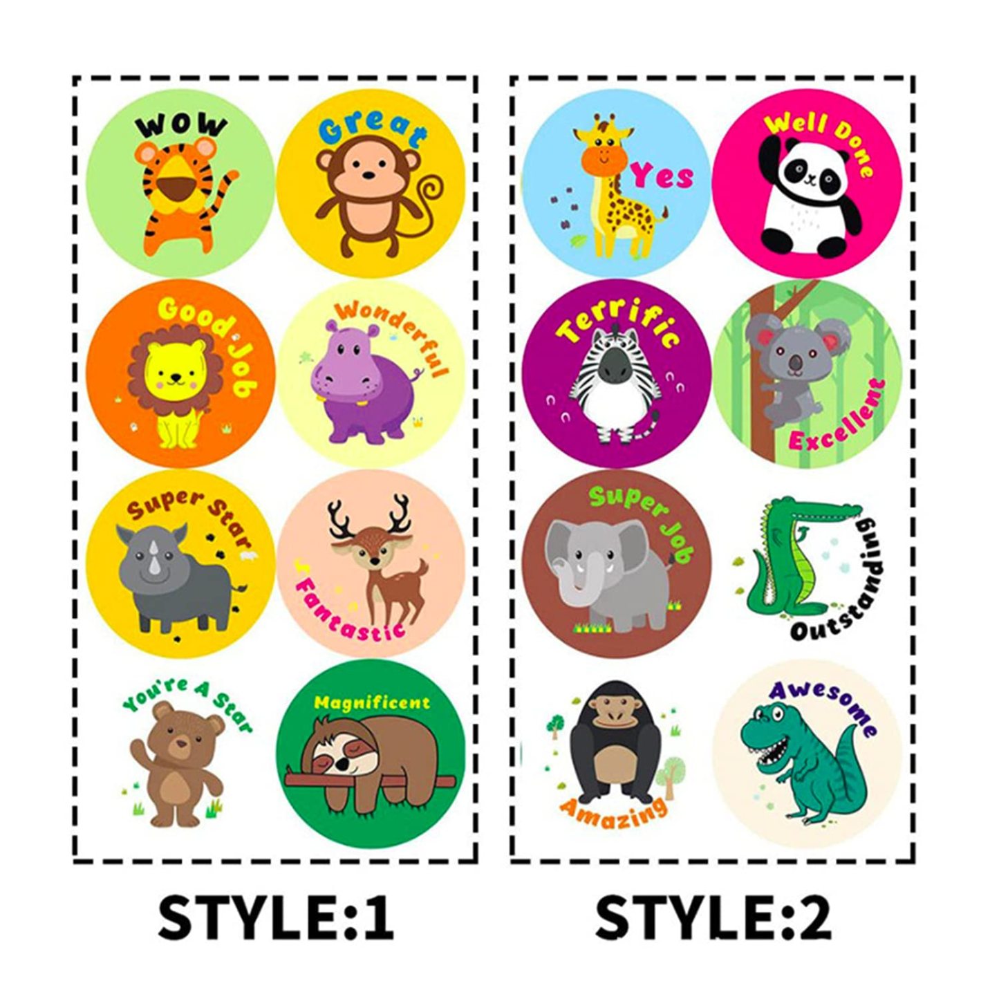 Animal Stickers for Kids, 1000 Pcs Cute Animal Stickers, 16 Pattern Animal Stickers for Toddlers, Assorted Vibrant Colors and Designs, Zoo Animal Stickers for Party Decoration for Kids Children Boys