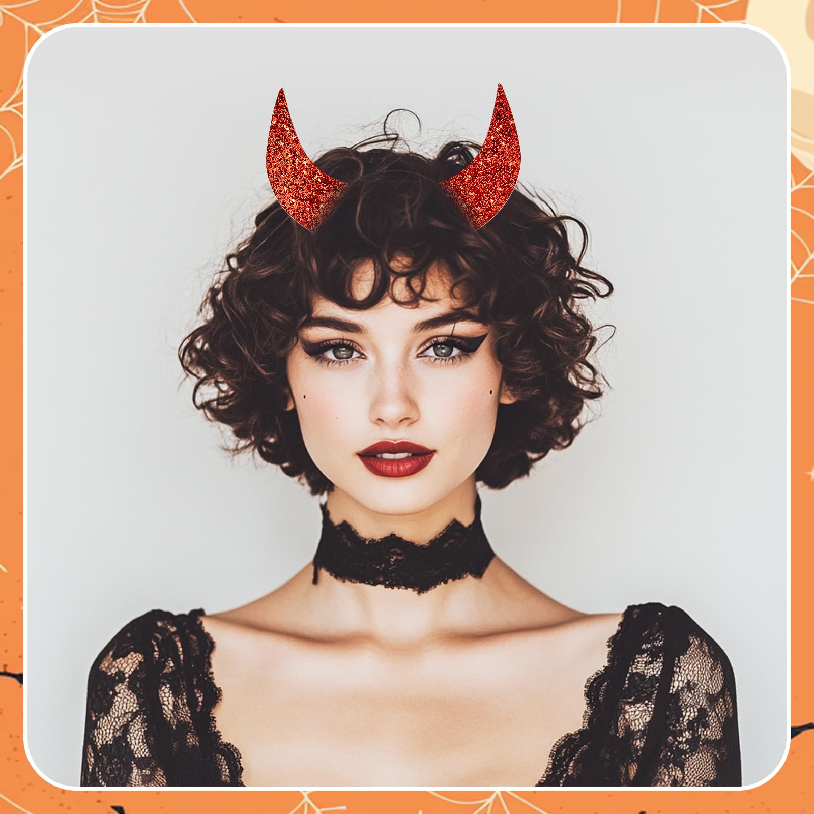 Byhoo Glitter Devil Horns Headbands Halloween Fancy Decoration Cosplay Hairband, Red Devil Horns for Women Men Girls and Kids
