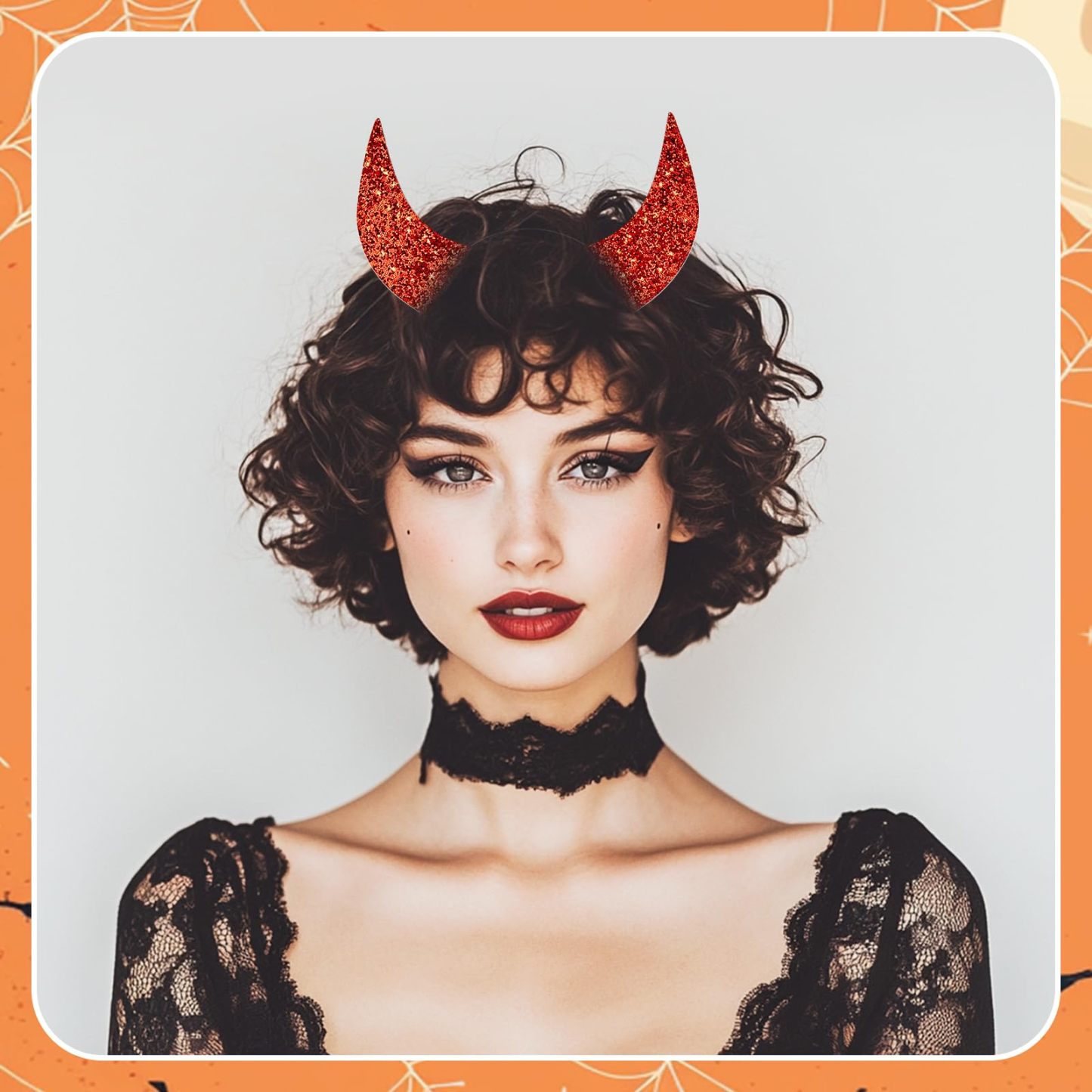 Byhoo Glitter Devil Horns Headbands Halloween Fancy Decoration Cosplay Hairband, Red Devil Horns for Women Men Girls and Kids