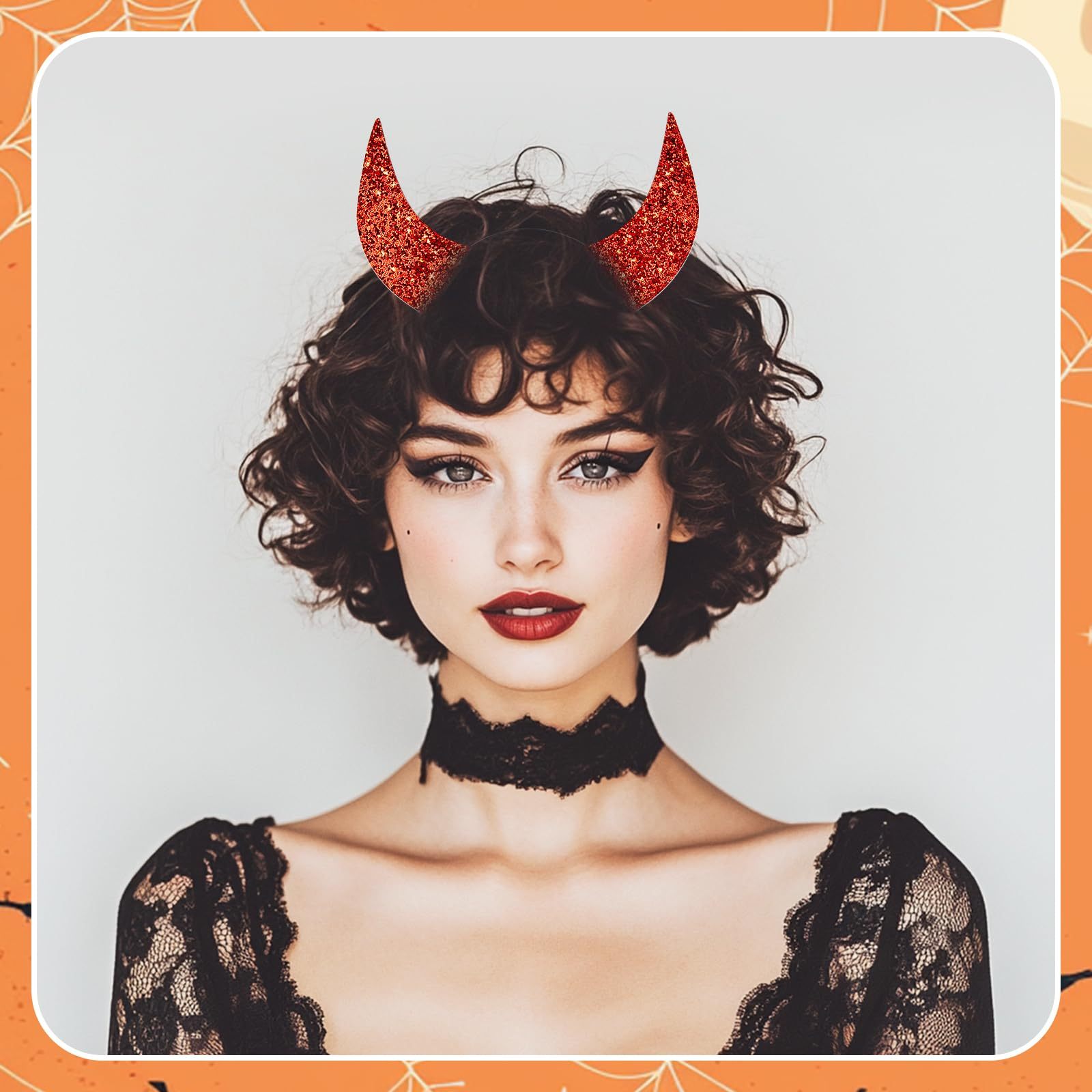 Byhoo Glitter Devil Horns Headbands Halloween Fancy Decoration Cosplay Hairband, Red Devil Horns for Women Men Girls and Kids