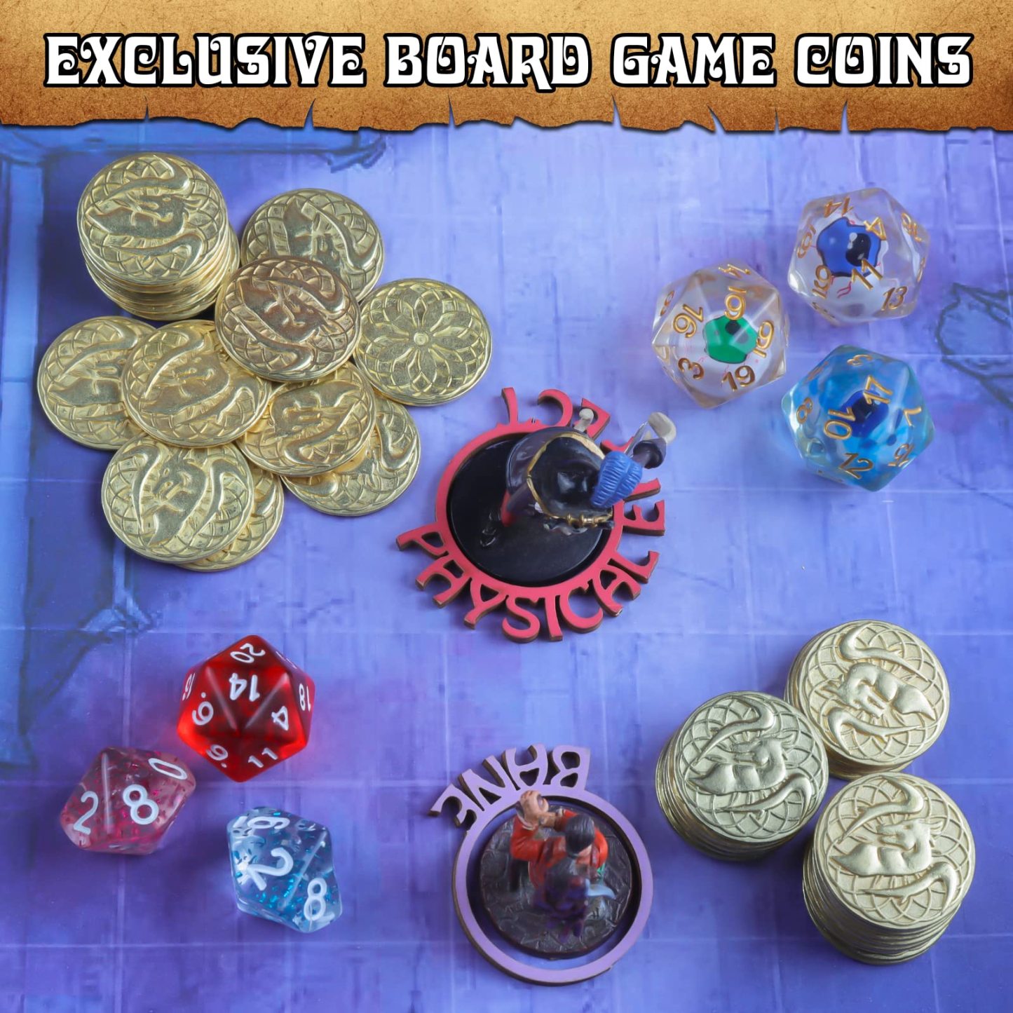 Byhoo 100 Metal Fantasy Coins with PU Fake Leather Pouch