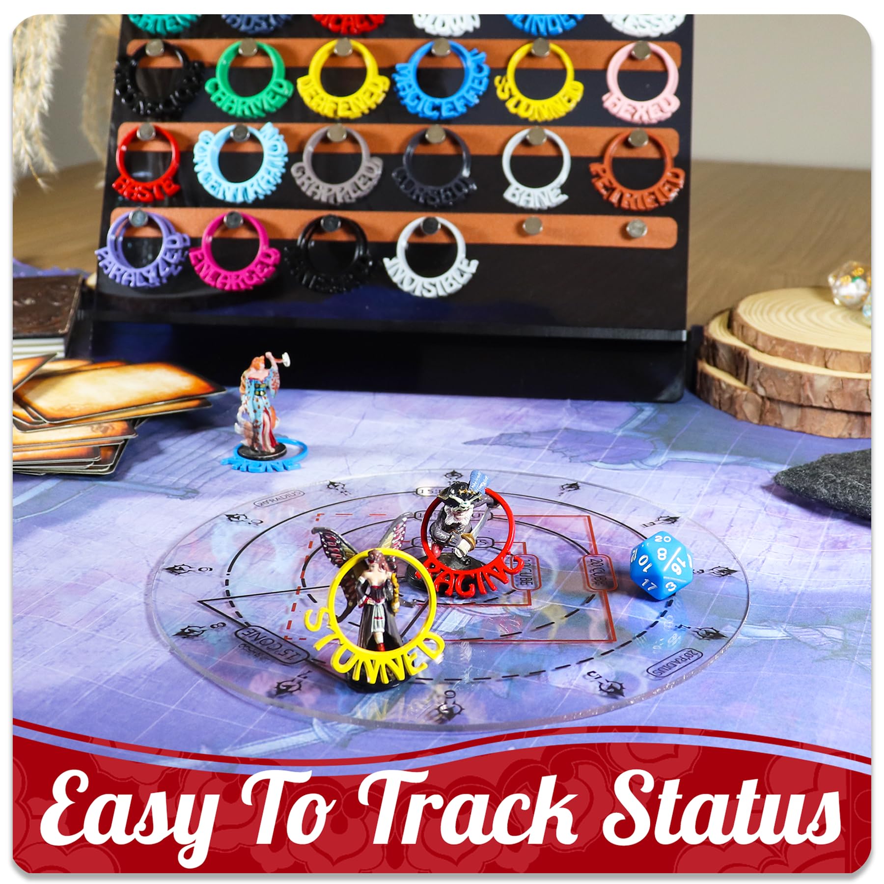 112 PCS Metal DND Condition Rings with Holder, DND Miniatures Status Rings in 28 Markers, Byhoo DND Condition Accessories Gifts for RPG Tabletop Games