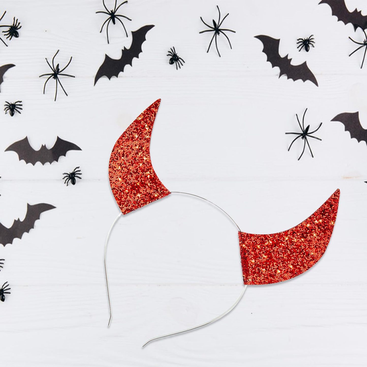 Byhoo Glitter Devil Horns Headbands Halloween Fancy Decoration Cosplay Hairband, Red Devil Horns for Women Men Girls and Kids