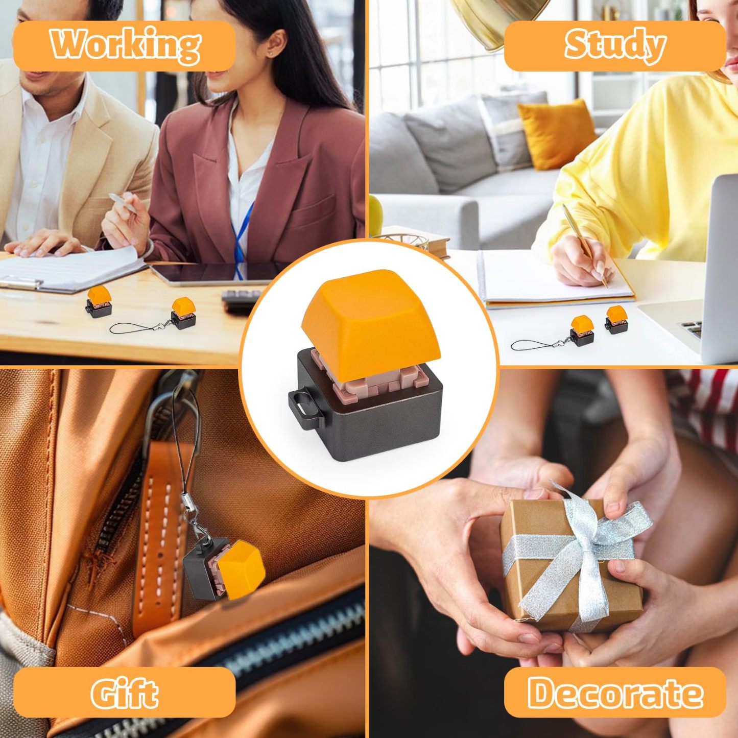 Byhoo 2 PCS Aluminum Alloy Keyboard Fidget, Lightweight Keyboard Clicker Fidget, Silent Mechanical Keycap Fidget Toy for Library & Quietness Place to Relief Stress