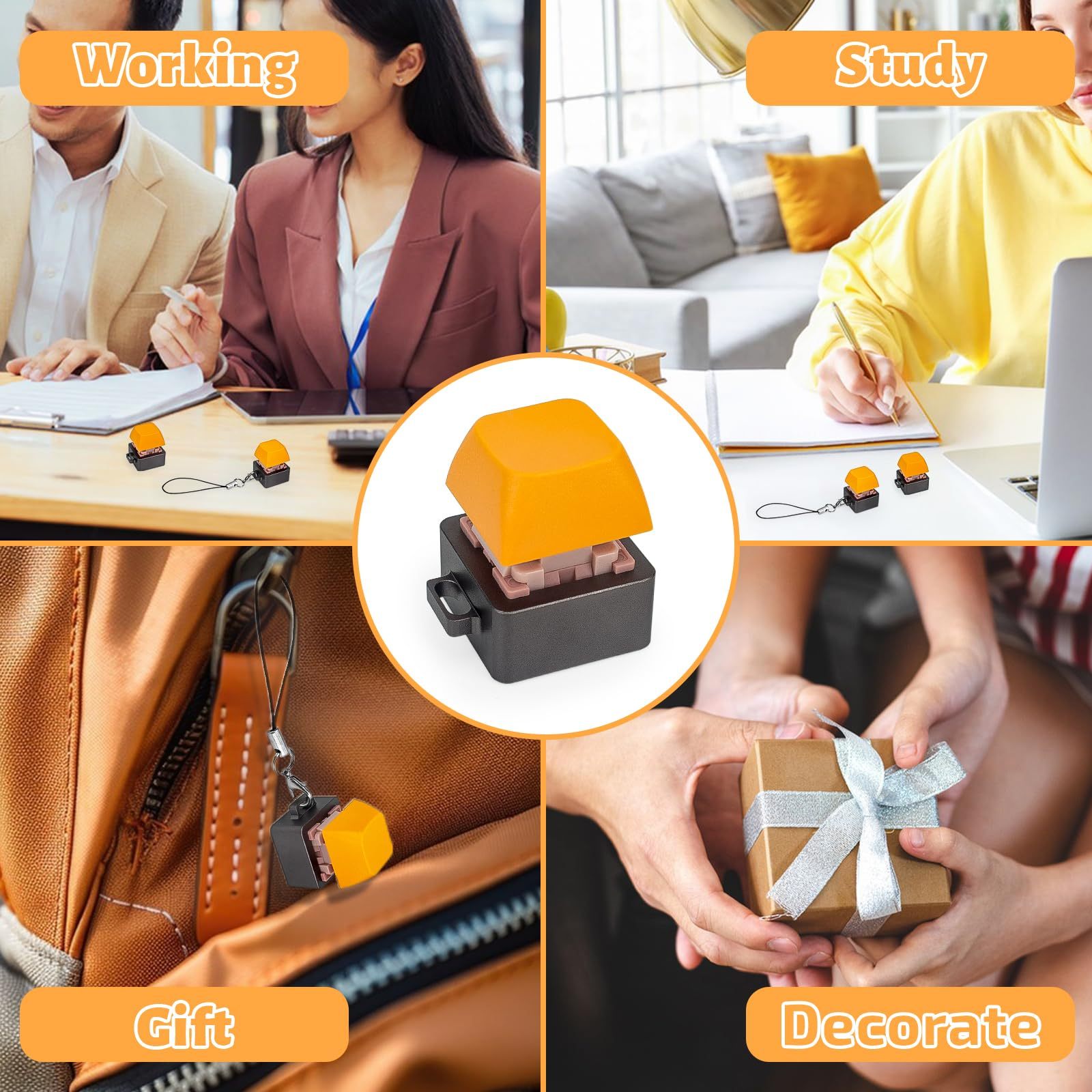 Byhoo 2 PCS Aluminum Alloy Keyboard Fidget, Lightweight Keyboard Clicker Fidget, Silent Mechanical Keycap Fidget Toy for Library & Quietness Place to Relief Stress