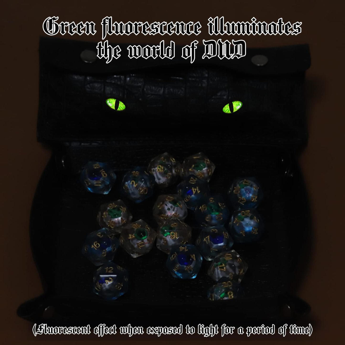 Byhoo DND Dice Tray with Florescent Yellow Eyes Dice Storage Bag