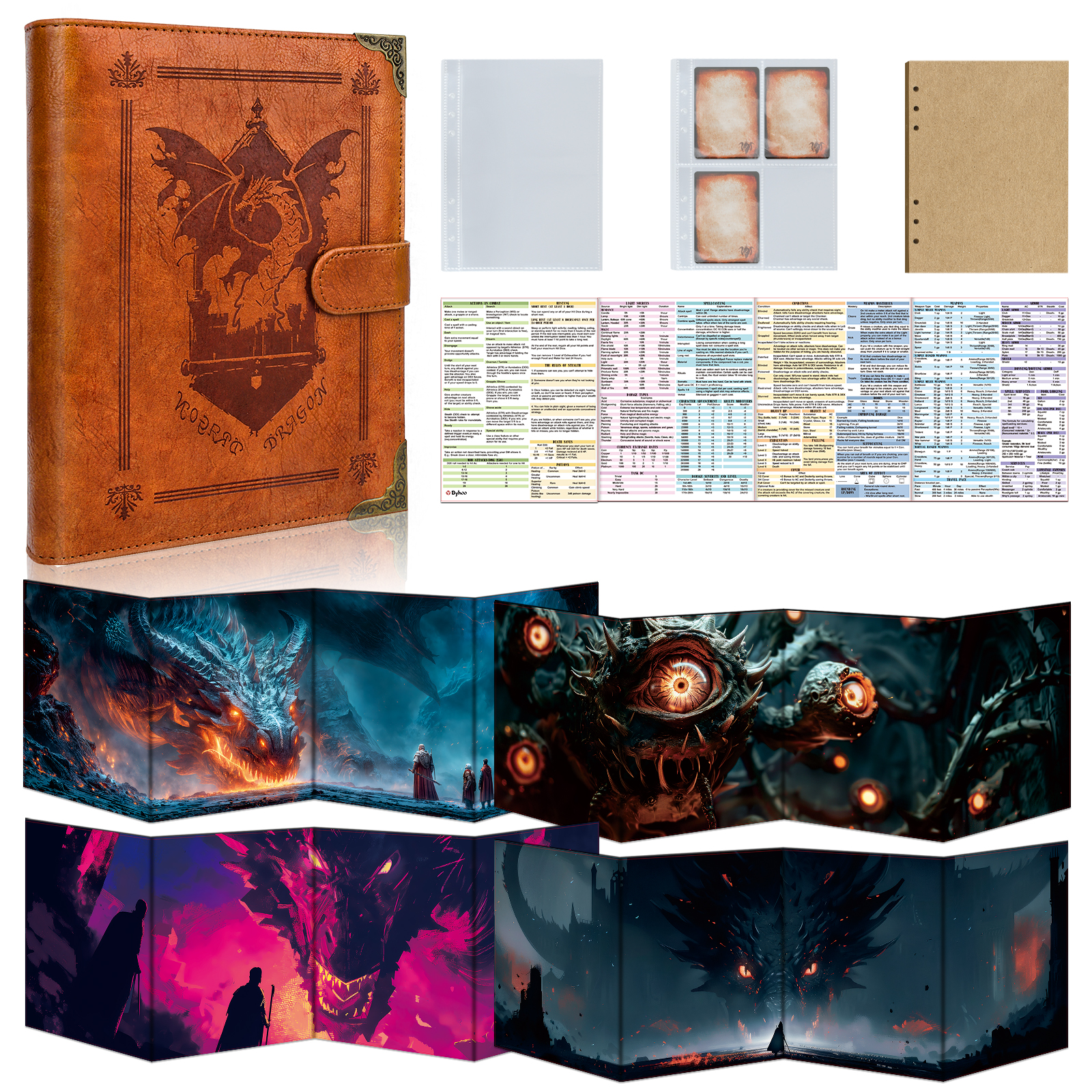 Track Every Move. Rule Every Battle - 4 PCS DM Screens & DND Card Holder